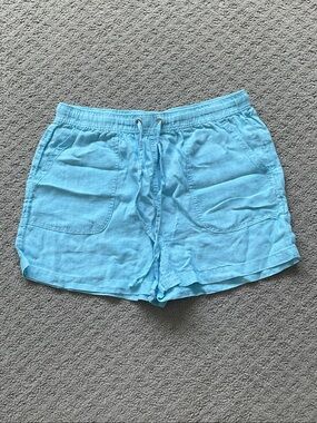 C&C California Light Blue High Waist Drawstring Linen Shorts 0553